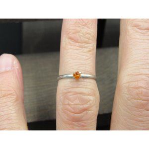 Size 4.75 Sterling Silver Small Orange Crystal Toe Band Ring